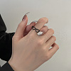 Brass Glasses Frame Open Cuff Ring for Women RJEW-F140-140EB-4