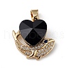 Real 18K Gold Plated Rack Plating Brass Micro Pave Cubic Zirconia Pendants KK-C015-28G-06-1