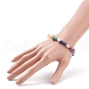 Natural Mixed Gemstone Chips Beaded Silder Bracelet with Pearl BJEW-JB08326-3