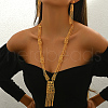 Luxurious Elegant Zinc Alloy Middle Eastern Style Leaf Tassel Earrings & Necklaces Set TI4376-3