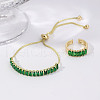 Chic Rectangle Brass Rhinestone Slider Bracelets & Cuff Rings Sets for Daily Wear VC3129-2-1