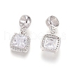 Brass Micro Pave Clear Cubic Zirconia European Dangle Charms OPDL-L016-13P-2