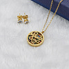 Mother's Day Flat Round with Flower & Word Mama Stainless Steel with Cubic Zirconia Pendant Necklaces & Stud Earring Sets WG8ED63-02-3