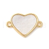 Brass Pave Natural White Shell Connector Charms KK-S522-03H-G-1