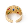 Colorful Cubic Zirconia Oval with Sun Open Cuff Ring RJEW-B043-15-2