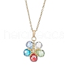 Glass & Glass Seed Beads Flower Pendant Necklaces NJEW-MZ00104-02-2