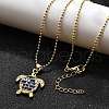 Summer Beach Brass Pave Cubic Zirconia Turtle Pendant Necklaces for Women NJEW-U039-02G-01-3