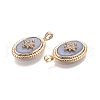 Brass Micro Pave Clear Cubic Zirconia Pendants KK-C005-08G-3