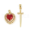 Brass Micro Pave Clear Cubic Zirconia Pendants Sets KK-R226-08G-2