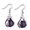 Natural Amethyst Palm Dangle Earrings EJEW-A092-09P-07-3