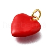 Brass Red Enamel Charms KK-Z102-23G-01-2