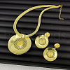 Flat Round Alloy Pendant Necklaces & Stud Dangle Earrings Sets FS-WG27598-01-4