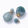 Faceted Natural Green Quartz Openable Perfume Bottle Pendants G-E564-08D-G-1