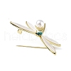 Rhinestonoe Dragonfly with Plastic Imitation Pearl Brooch Pin JEWB-I020-02LG-3