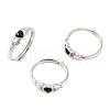 Hand with Heart Natural Dyed & Heated Black Agate Agate Adjustable Rings RJEW-Q817-06P-03-1