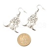 Woven Net with Natural Howlite Dangle Earrings EJEW-JE04945-03-4