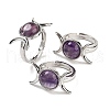 Natural Amethyst Adjustable Rings RJEW-K271-01P-07-1