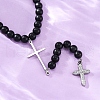 Adjustable Stainless Steel Double Cross Pendant Necklaces NJEW-F336-02P-4