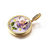 Brass Micro Pave Cubic Zirconia & Enamel Pendants KK-R222-10G-02-2