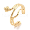 304 Stainless Steel Snake Open Cuff Rings for Women RJEW-K273-09G-1