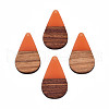 Transparent Resin & Walnut Wood Pendants RESI-N025-030-C07-2