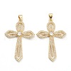 Brass Micro Pave Clear Cubic Zirconia Pendants ZIRC-M117-36G-1