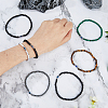 FIBLOOM 7Pcs 7 Style Natural Mixed Gemstone Round & Plastic Evil Eye Beaded Stretch Bracelets Set NJEW-FI0001-15-3