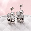 Brass Micro Pave Clear Cubic Zirconia Stud Earrings EJEW-D322-07P-02-1