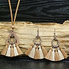 Alloy & Wood Tassel Pendant Necklace & Dangle Earring FS-WGEEC72-02-2