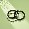 3Pcs 3 Style Style Natural Lava Rock & Golden Sheen Obsidian & Synthetic Hematite Stretch Bracelets Set BJEW-JB08735-2