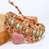 Bohemia Style Heart Natural Rhodochrosite & Shoushan Beads Multi-strand Bracelets FS-WGBC1C4-01-5