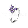 Brass Rotatable Cubic Zirconia Open Cuff Rings FS-WG839B6-01-4