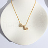 Heart Initial Brass Micro Pave Clear Cubic Zirconia Pendant Necklaces FS-WG89C2E-12-1