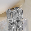 Oval Brass Micro Pave Cubic Zirconia Hoop Earrings WG8C9EE-01-1