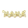 Brass Micro Pave Clear Cubic Zirconia Word Mama Connector Charms KK-V007-36G-1