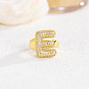 Brass Micro Pave Clear Cubic Zirconia Cuff Rings FS-WGF2B82-02-1