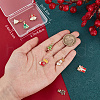 Beebeecraft 8Pcs 8 Styles Christmas Themed Real 18K Gold Plated Brass Enamel Charms KK-BBC0014-99-3