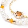 Natural Pearl & Glass Beaded Multi-strand Bracelet with Brass Cable Chains for Women BJEW-TA00077-03-5