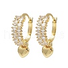 Heart Brass Micro Pave Clear Cubic Zirconia Hoop Earrings EJEW-S275-04G-4