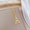 Brass Micro Pave Clear Cubic Zirconia Eiffel Tower Love Pendant Necklaces FS-WG3E8D3-01-1