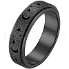 201 Stainless Steel Moon and Star Rotatable Finger Ring MOST-PW0001-005B-02-1