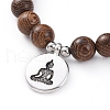 Unisex Wood Beads Stretch Charm Bracelets BJEW-JB04959-03-2