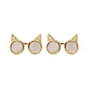 Cat Ear Glasses Brass Micro Pave Clear Cubic Zirconia Stud Earrings KK-D363-17G-2
