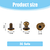 SUPERFINDINGS 30 Sets Brass with Iron Knob Screw Rivet FIND-FH0008-64AB-2