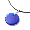 Blue Lampwork Evil Eye Pendant Necklace with Waxed Cord for Women NJEW-JN03955-04-6