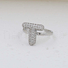Brass Micro Pave Clear Cubic Zirconia Cuff Rings FS-WG17FF6-20-1