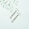 Curb Chains with Charm Long Dangle Earrings EJEW-JE04963-01-3