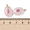 Natural Rose Quartz & Cubic Zirconia Pendants G-Z076-01G-02-3