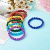 Spray Painted Crackle Glass Round Beads Stretch Bracelets Sets BJEW-JB06481-3