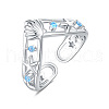 925 Sterling Silver Micro Pave Cubic Zirconia Cuff Rings WG63758-01-2